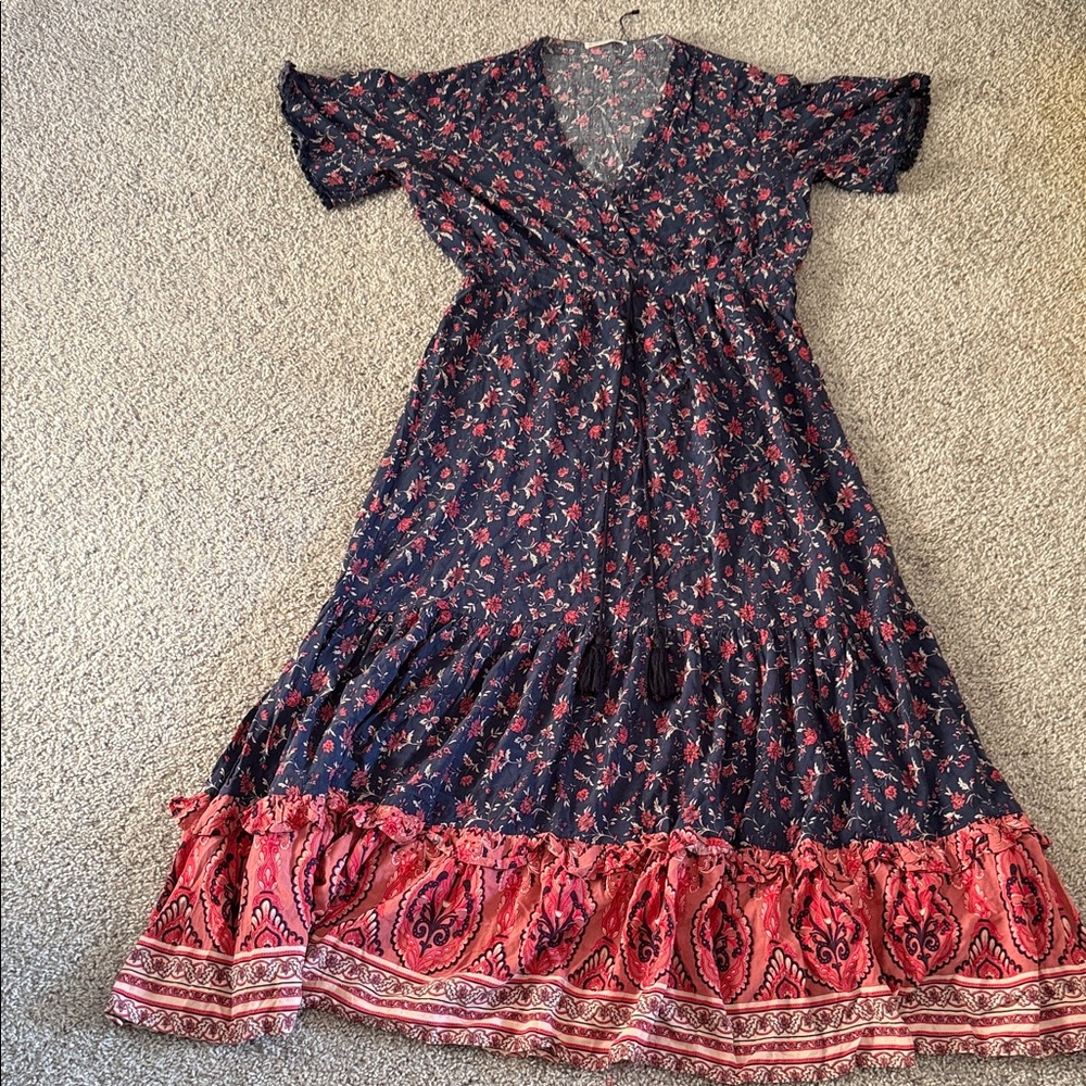 Floral Navy and Pink Maxi Dress - Picture 2 of 11